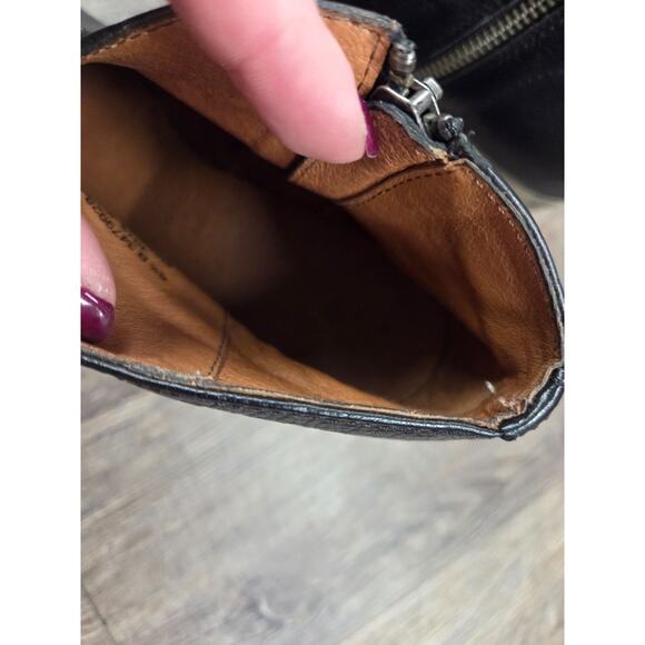 FRYE Nora Omaha Western Ankle Boot 6.5B Tribal Design Black Leather Metal Heeled - Picture 4 of 10